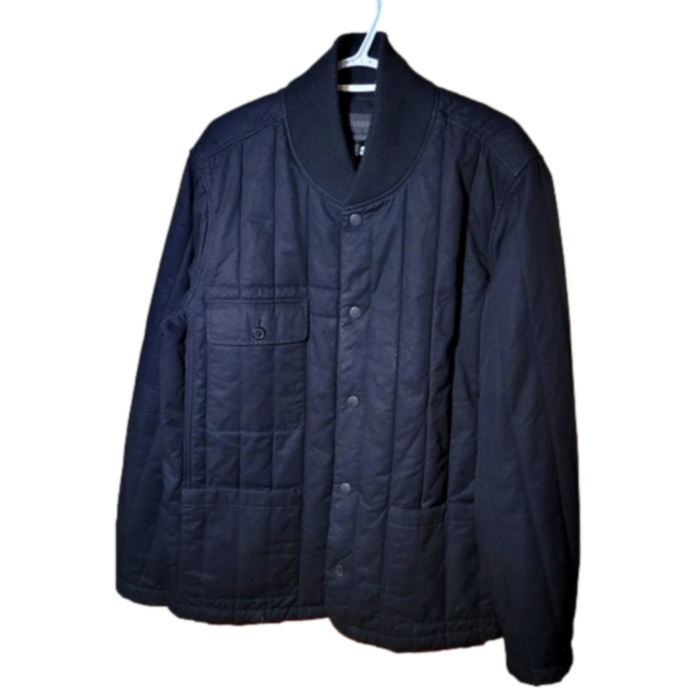 Danier mens quilted black jacket snap close 5pockets oversized XL cotton jacket